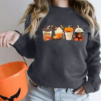 Puntoco ženska dukserica za hlađenje Halloween ženski tiskani dugi rukav kružni pulover za bluzu za