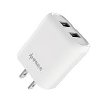12W 2.4A Brzi punjenje Dual USB priključak za kućni putni zidni punjač za vidljiva ponoć - bijela
