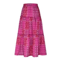 Rewenti Women plus veličina Žene Ležerne prilike Bohemian Printing Retro stil Elegantna suknja Purple