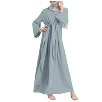 Ballsfhk Čvrsti labav ogrtač prozračan za ženske dugih rukava s dugim rukavima muslimanske haljine za