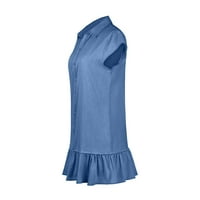 Efsteb Plus Veličina haljina za ženske haljine s kratkim rukavima plaža V-izrez haljina labave ljetne