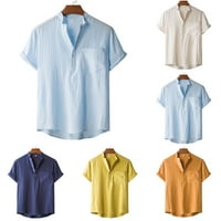 Majica kratkih rukava majica kratka rukava casual košulja bluza Solid Color Lan Blend Top