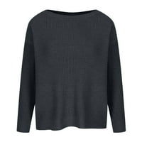 tklpehg ženski džemperi okrugli vrat džemper modna puna boja casual gaseni zimski topli džemper izgubljeni