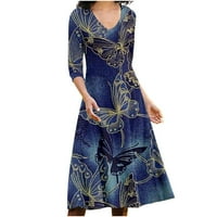 Ženska haljina na rukavu okrugla vrata sezona nova moda casual print rukav okrugli vrat Ženska odjeća