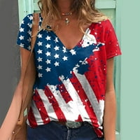 Košulje za žene Dan nezavisnosti Ispiši svakodnevne ljetne V Rezervoar izreza Amerikanac 4. jula Ispis