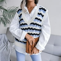 Zlobne džempere plus veličine za žene, modne ženske ležerne V-izrez šuplje pleteni prsluk džemper prsluk