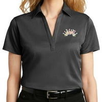 Ženski pastelni luk za kuglanje bez dugmeta polo majica, 2xl crna heather