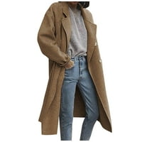 Žene casual solid kaput rever otvorena prednja jakna s dugim rukavima topla zimska odjeća dvostruko