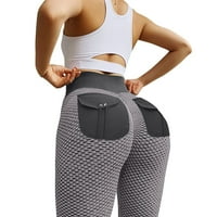 Tajice sa džepovima za žene, ženske joge hlače visoke strukske tajice Tummy Control Atletic Work Hlače