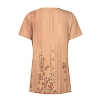 Royallovene majice za žene kratki rukav vrhovi Dressy casual tiskani i neregularni bluza od V-izreza