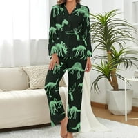 Kosti dinosaura Ženska pidžama Set gumba Down Sleepwear PJ Set Loungewear Noćno odijelo sa džepom