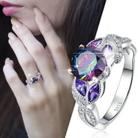 Yubnlvae prstenovi šareni ovalni circ na prstenu elegantni rinestone prsten safir nakit prstenovi žene