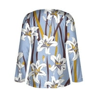 Bluze Fragarn za žene Dressy Ležerne tipke s V-izrezom dugih rukava za žene čipka otisnuta labava bluza