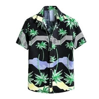 Daqian Plus Veličina vrhova za čišćenje muškaraca Havajski kratki rukav stand-up košulja na plaži na plaži od tiskanih ljetnih casual gumba dolje majice Jakne za žene Clearence Black XXXXXXL