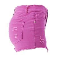 Leesechin ženske kratke hlače Jean Capris kratke hlače s rupama u tasselima i čvrstim traper hlačama
