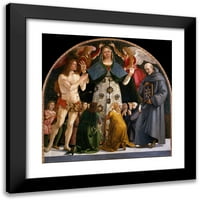 Luca Signorelli crni moderni uokvireni muzej umjetnički print pod nazivom - Madona milosrđa i svetaca