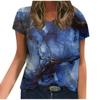 Ženske bluze i vrhovi Dressy Fashion Ljeto V-izrez Kratki rukav Ispis Ležerne prilike majica Bluza Plava