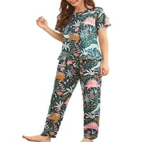 Capreze ljetne pidžame za ženske slatke grafički ispisuti ležerne sažetke za spavanje s kratkim rukavima