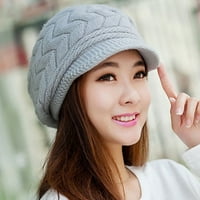 MAIRON Pleteni šešir topla ravna oblika oboda FAU zečji krzno modni ženski hladni šešir za hladno vrijeme