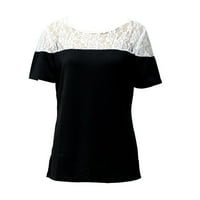 Tapsier Women Ljeto čipkasta mreža mreža majica kratkih rukava Tunički vrhovi crne xl