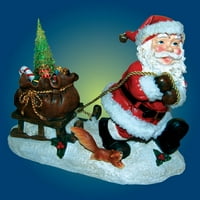 Pollerin Santa vučenje sankanje sa laganim božićnim dekorom Dekor figurice 14.75