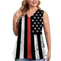 Plus size američka majica zastava seksi kopče bez rukava Wemens USA zastava Patriotski cisterne 4. srpnja