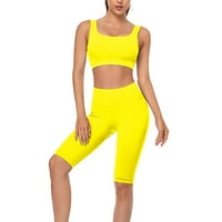 NSENDM bicikličke kratke hlače za žene plus veličine ženske casual šorcy elastične struk džepne kratke hlače hlače, žuto, l