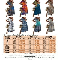 Softmallow ženska strana Split Maxi haljine V-izrez kratki rukav Boho Beach Seunderss