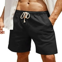 Niveer muški dno elastične stručne ljetne hlače s kratkim hlačama visoke struk kratke hlače Ležerne mini pantalone, pune boje odjeće crna m