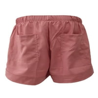 Haite Dame Mini pantalone Visoke struke kratke hlače Široke noge Hlače za odmor Sport Sport Solid Color Pink XL