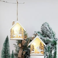 Esho Božićni drveni snijeg Pogledajte noćno svjetlo Viseće Xmas Tree Ornamenta Dekoracija