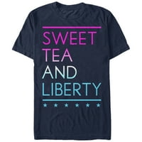 Muška brada gore 4. jula Slatki čaj i liberty Grafički tee mornarsko plavo veliko