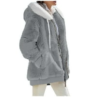 Ženska modna jesen zima casual pune boje labavo plišana jakna s džepovima plus veličine Žene vrhovi