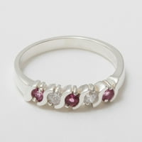 Britanci izrađeni sterling srebrni prirodni ružičasti turmalin i dijamantni ženski prsten za vječnost