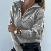 Bnwani plus veličina Žene Fall modni džemperi Patchwork Solid Boja dugih rukava V izrez Zip bluza Klint