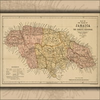 24 X36 Galerija poster, Mapa ostrva Jamajka 1893