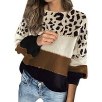 kpoplk Žene slatke džempere dugih rukava lagana čvrsta boja COLOR CREW CACT Pleteni pulover džemper