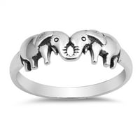 Oksidirani slon prijateljstvo Love Promise Ring Sterling Silver Band Nakit Ženska muško veličine 4