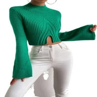 Ležerni obični štandovi puloveri na dugih rukava zelene žene džempere