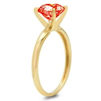 1CT okrugli rez Crveni simulirani dijamant 18K žuti zlatni gravirajući izjavu bridalna godišnjica Angažovanje