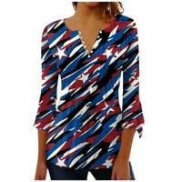 Apepal Womens Henley V izrez casual bluza s rukavima s majicama s majicom Flare i Flowy Tops plavi 2xl