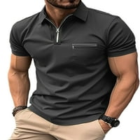 Muška ljetna četvrtina Zip majica, pune boje kratkih rukava reže, ležerna sportska majica za svakodnevno