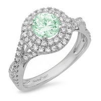 1.3ct okrugli rez zeleni simulirani dijamant 18k bijeli zlatni angažman halo rublje veličine 7,5