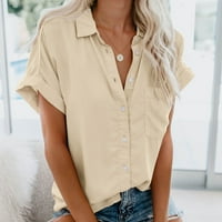 Buigttklop majice za žene, modni ženski kauzalni gumb čvrsto bluza kratka rukava majica ljetni vrhovi