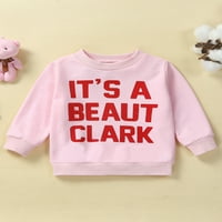 Gwiyeopda Toddler Baby Girls Pulover Top Dugi rukav CrewNeck Pismo Ispis Dukseri Dječja pada odjeća