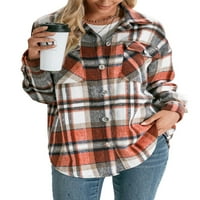 Suniljaštvo žene Flannel plairana majica dugih rukava bluza za bluzu na vrhu reverske vunene vunene
