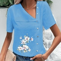 GAECUW prevelike posteljine za žene bluze s kratkim rukavima T / košulje za redovito fit pulover majice cvjetni vrhovi tiska V izrez Bluze casual t majice pulover vrhove ljetnih tina