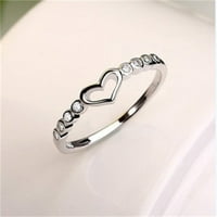 Bazyrey Ženski prsten Ljubav nakit za ljubitelje šuplje set Crystal Hear-u obliku modnog nakita Vjenčani