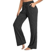 Ženske vučne hlače široke pantalone za noge Visoki džepovi za struku Pant Ljetne modne duge osnovne pantalone za vježbanje za dame zasebne hlače salon crni xxxxxl