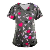 Ženski bluze s V-izrezom Grafički otisci Bluza Radna odjeća Ženska kratki rukav Tee ljetni vrhovi sive
